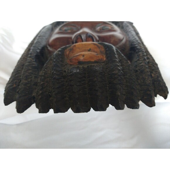 Vintage Jamaican Hand Carved Wood Mask Rasta Art Sculpture 9 x 6.5” Boho Tribal - Picture 5 of 16